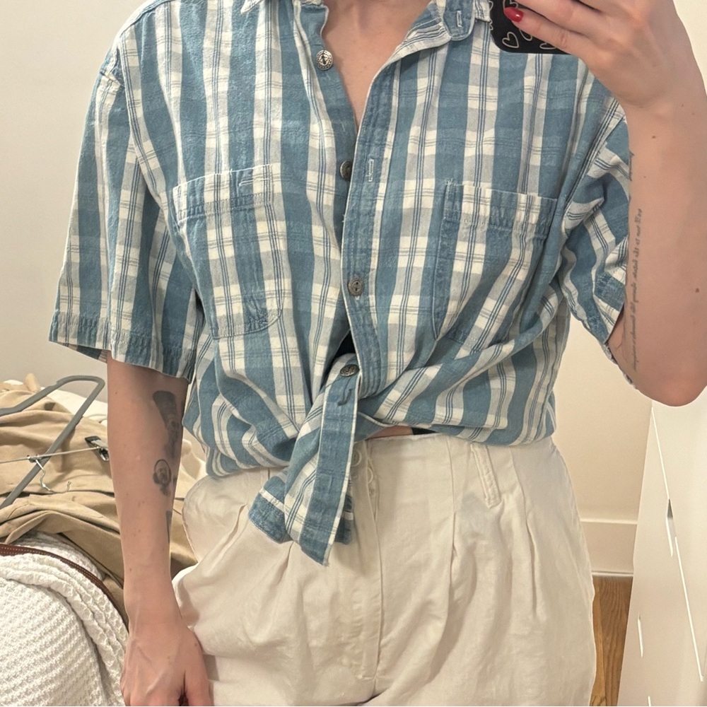 Vintage 90’s denim plaid Shirt‎